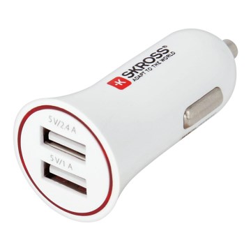 Caricabatterie per auto 2xUSB/3400mA/12-24V/5V