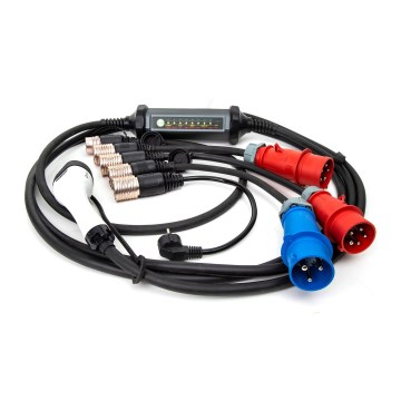 Caricabatterie portatile per veicoli elettrici con 4 adattatori Type 2 32A/480V 22kW 5m IP67