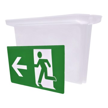 Cartello a soffitto per illuminazione di emergenza con pittogrammi