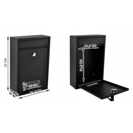 Cassetta postale 21,7x32 cm nera