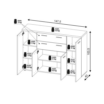 Cassettiera BRUNO rovere sonoma/bianco