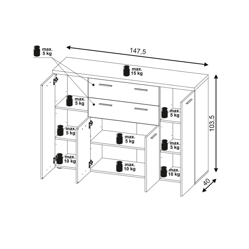 Cassettiera BRUNO rovere sonoma/bianco
