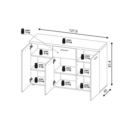 Cassettiera BRUNO rovere sonoma/bianco
