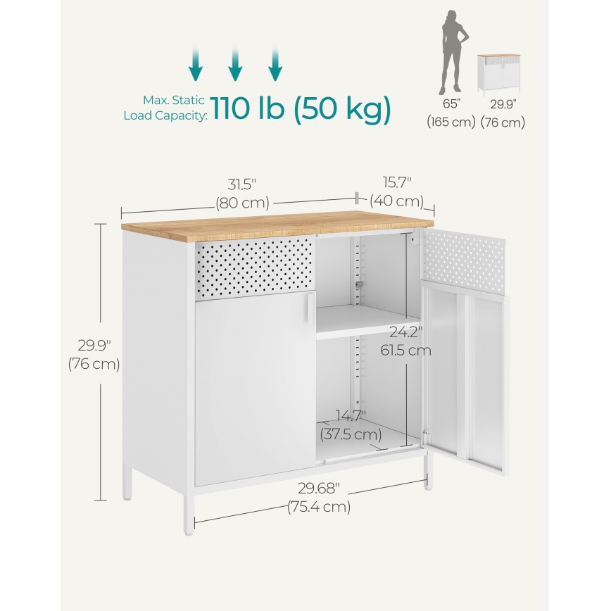 Cassettiera FIRA 80x40 cm bianco/rovere