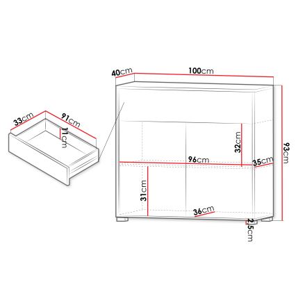 Cassettiera GESITA 93x100 cm, Rovere Cremona