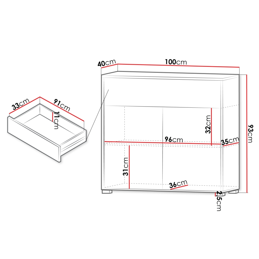Cassettiera GESITA 93x100 cm, Rovere Cremona