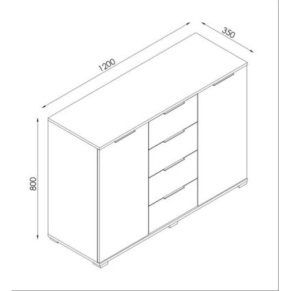 Cassettiera HOPE 120x78x35 rovere Sonoma
