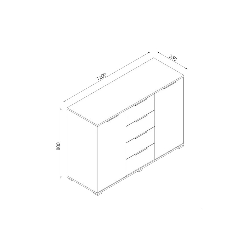 Cassettiera HOPE 120x78x35 rovere Sonoma