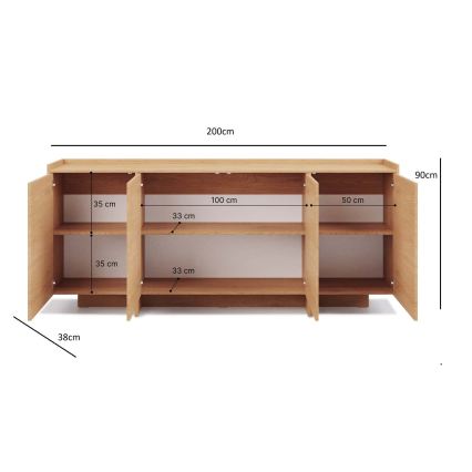Cassettiera KEMI 200x90x38 rovere Cremona