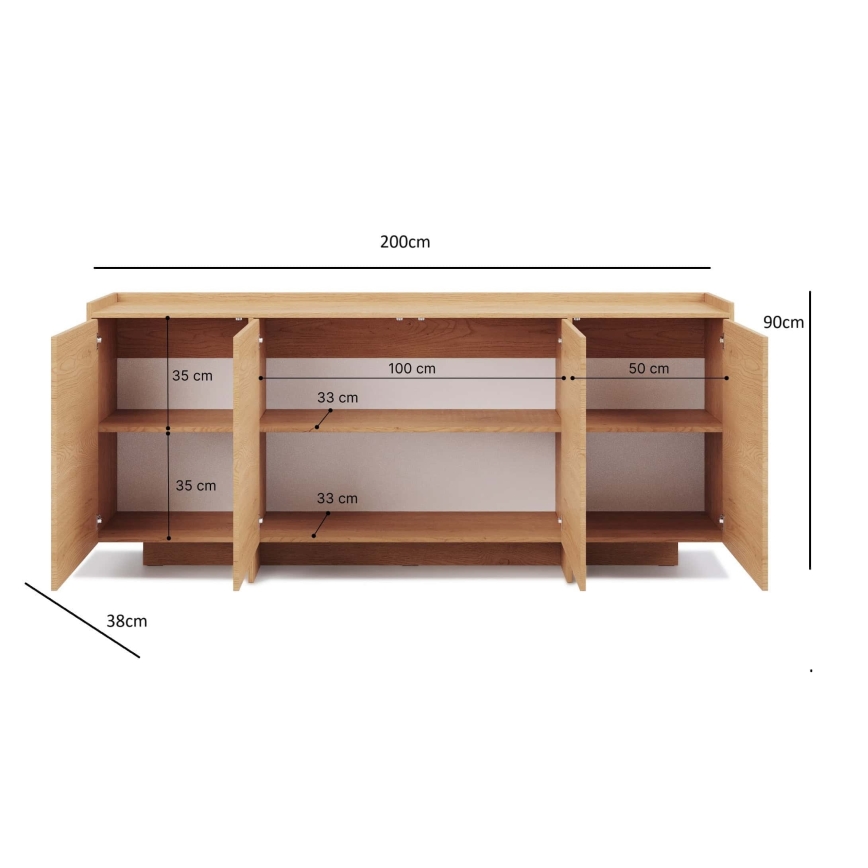 Cassettiera KEMI 200x90x38 rovere Cremona