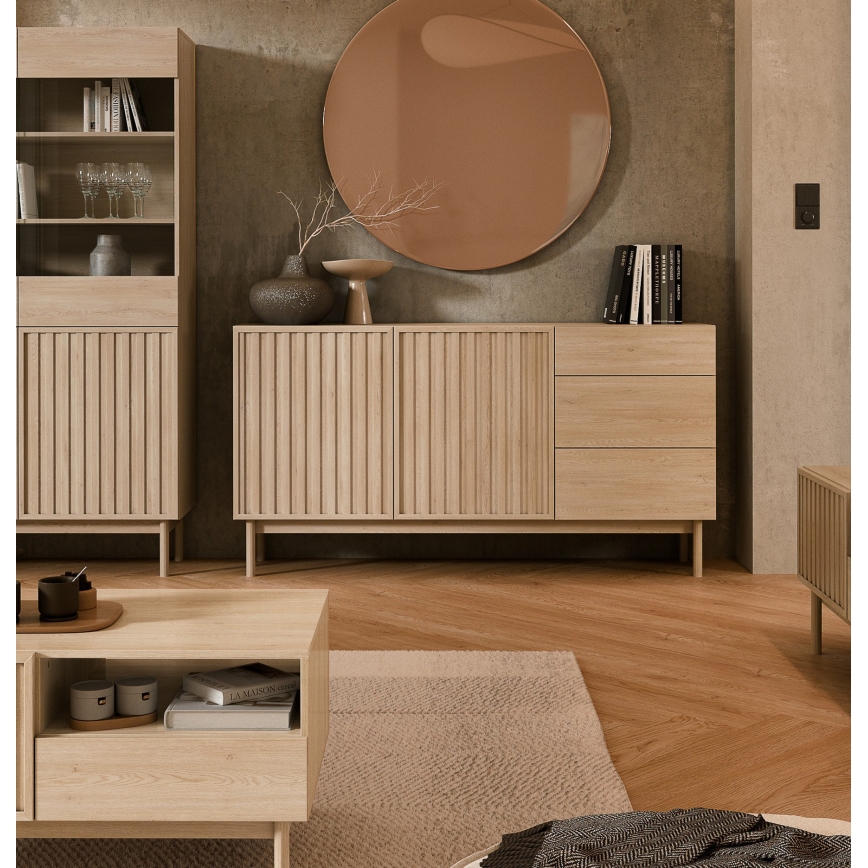 Cassettiera KIOTO 159x84x37 cm in rovere Cremona