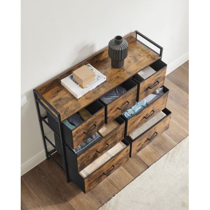 Cassettiera KIRA con cassetti, marrone/nero