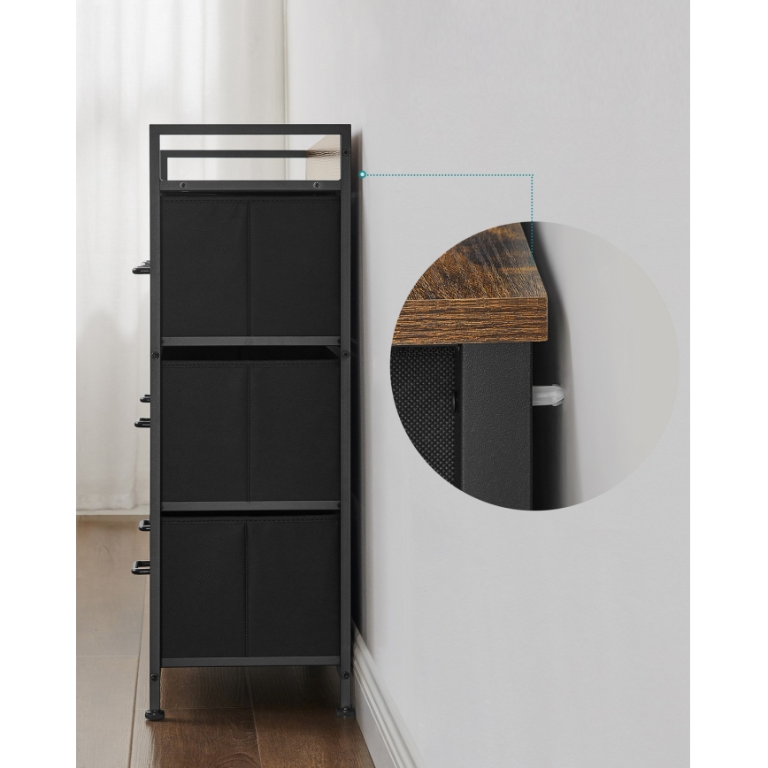 Cassettiera KIRA con cassetti, marrone/nero