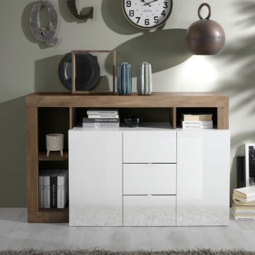 Cassettiera LENOR 146x93x42 cm bianco/rovere