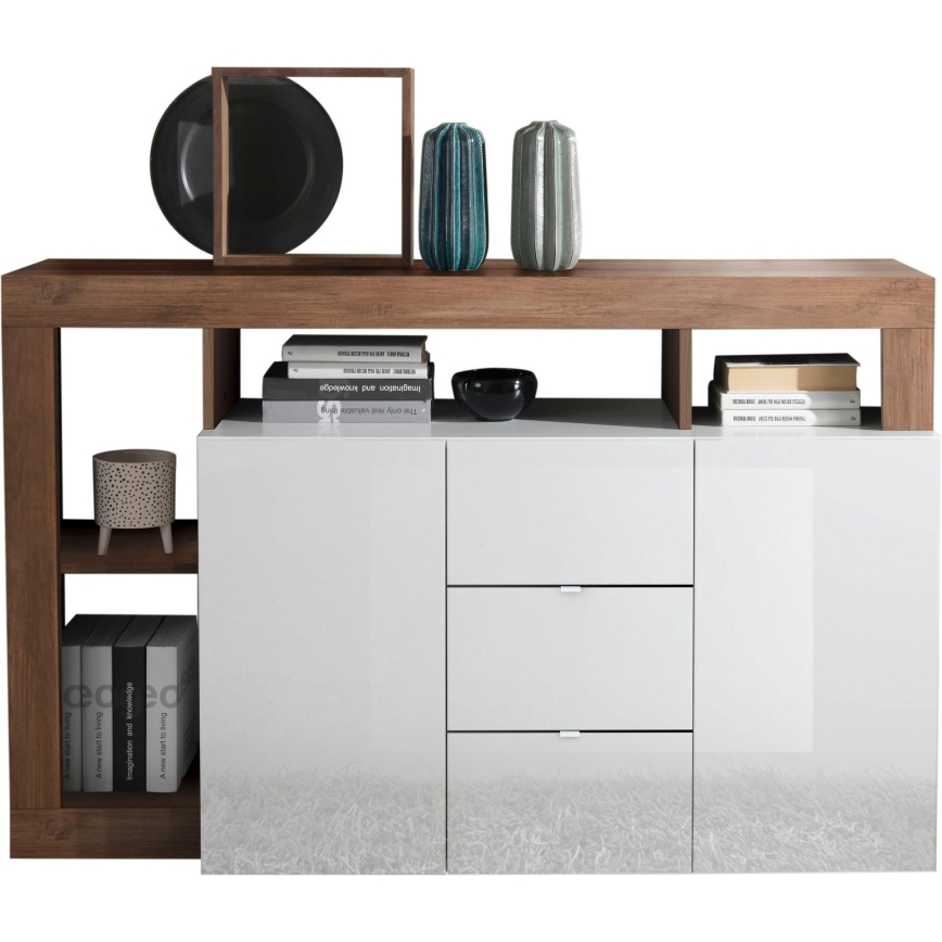 Cassettiera LENOR 146x93x42 cm bianco/rovere