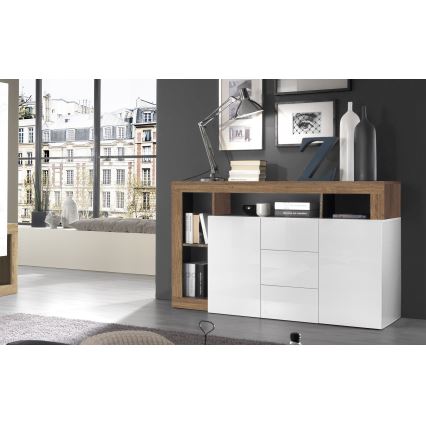 Cassettiera LENOR 146x93x42 cm bianco/rovere
