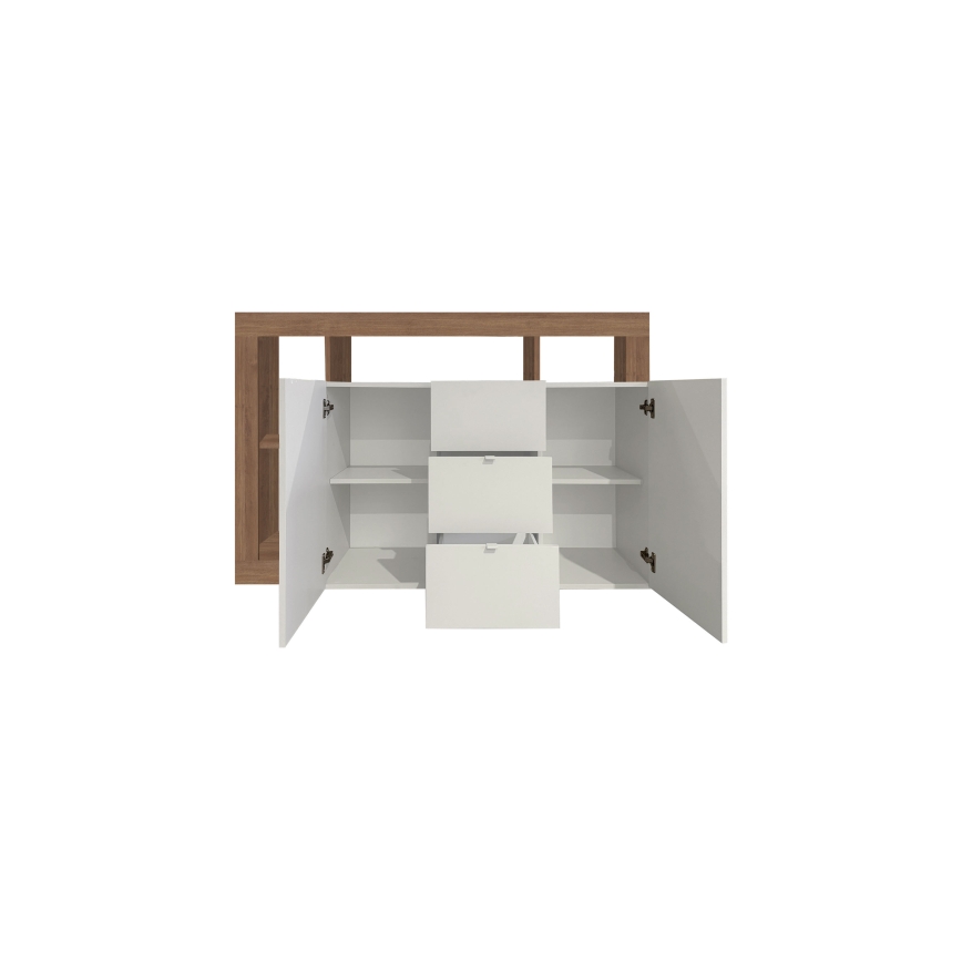 Cassettiera LENOR 146x93x42 cm bianco/rovere