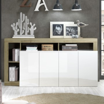 Cassettiera LENOR 184x93x42 cm bianco/rovere chiaro