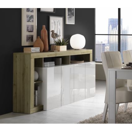 Cassettiera LENOR 184x93x42 cm bianco/rovere chiaro