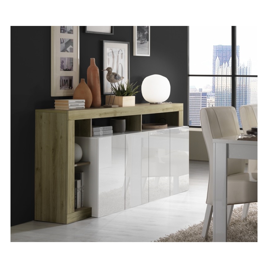 Cassettiera LENOR 184x93x42 cm bianco/rovere chiaro