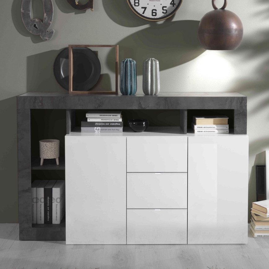 Cassettiera LENOR bianca/antracite