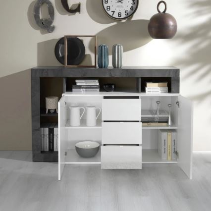 Cassettiera LENOR bianca/antracite