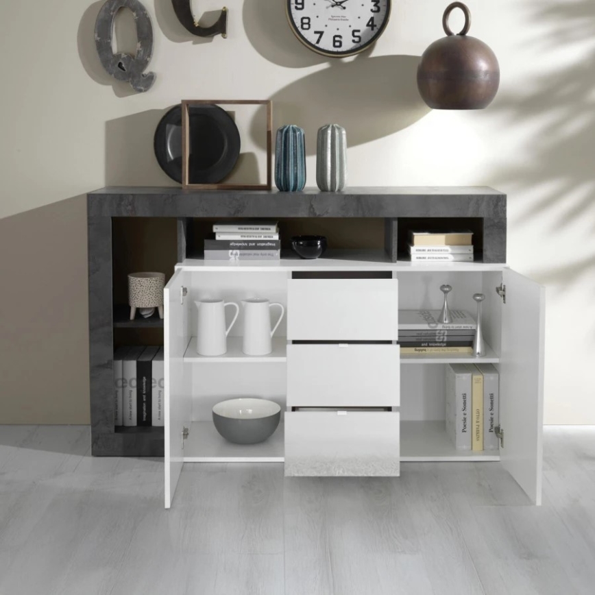 Cassettiera LENOR bianca/antracite