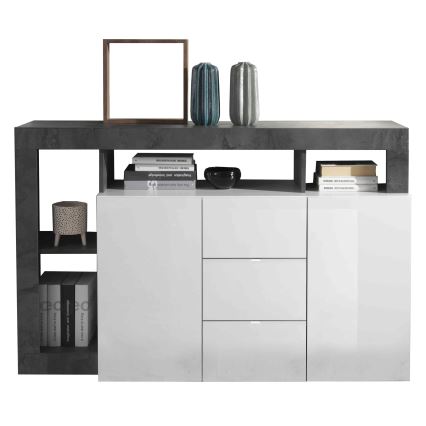 Cassettiera LENOR bianca/antracite