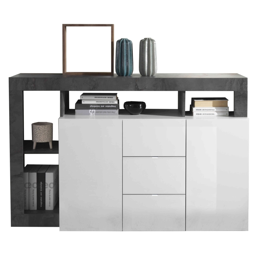 Cassettiera LENOR bianca/antracite