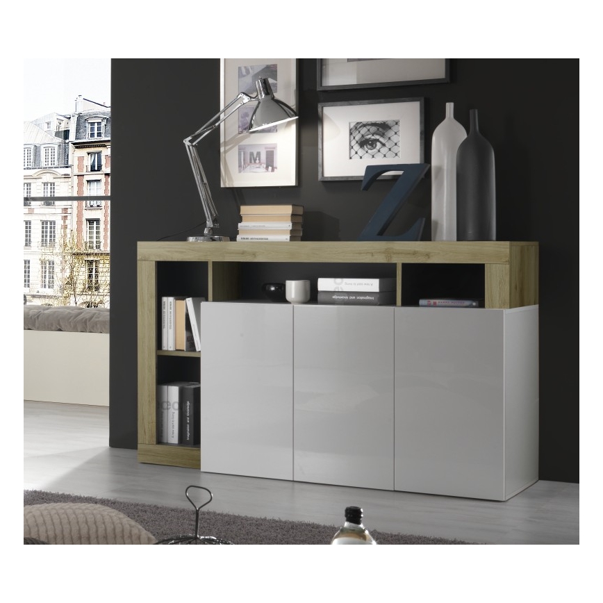 Cassettiera LENOR bianca/marrone