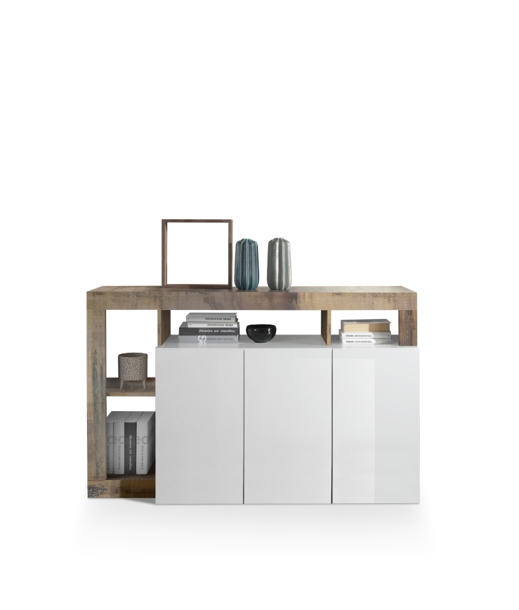 Cassettiera LENOR bianca/marrone