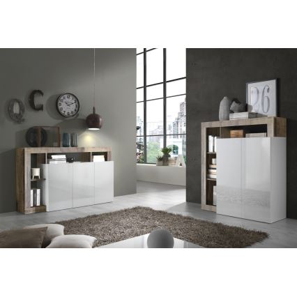 Cassettiera LENOR bianca/marrone