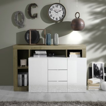 Cassettiera LENOR bianca/marrone