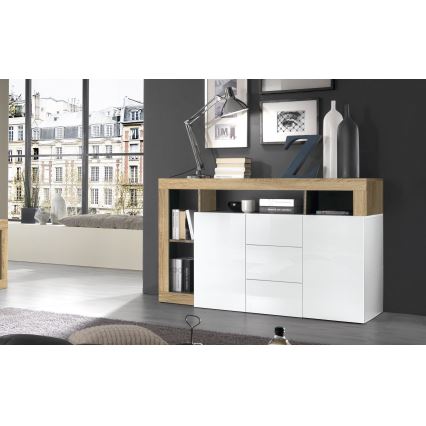 Cassettiera LENOR bianca/marrone