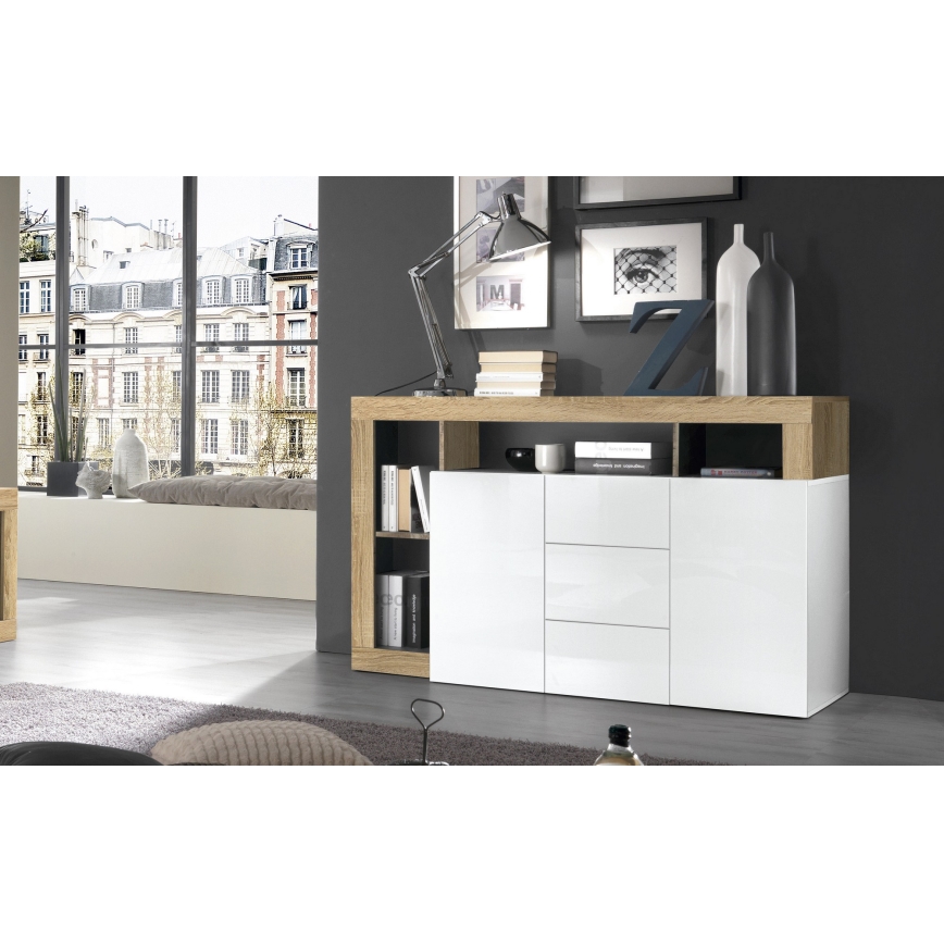 Cassettiera LENOR bianca/marrone