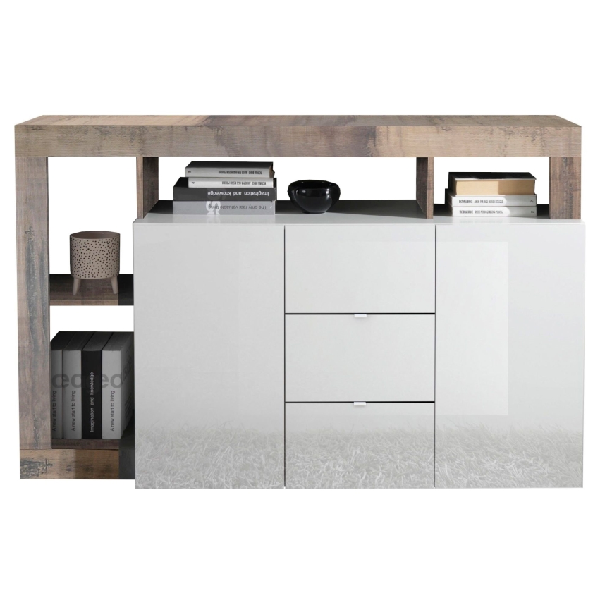 Cassettiera LENOR bianca/marrone