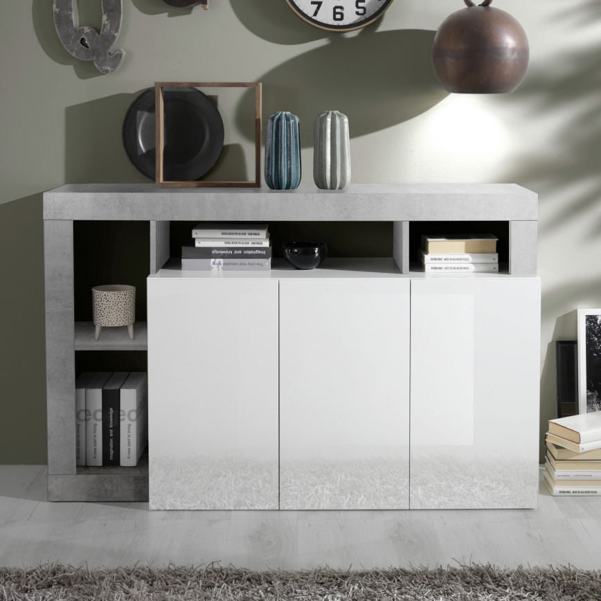 Cassettiera LENOR bianco/grigio cemento