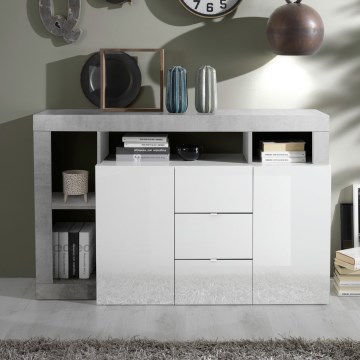 Cassettiera LENOR bianco/grigio cemento