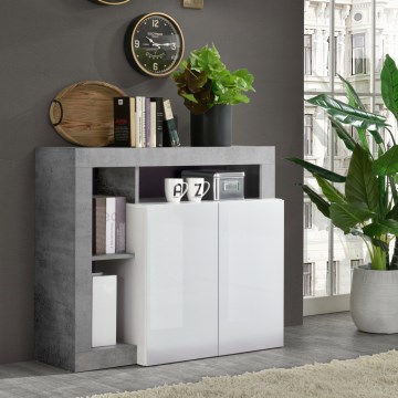 Cassettiera LENOR bianco/grigio effetto cemento