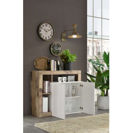 Cassettiera LENOR bianco/marrone