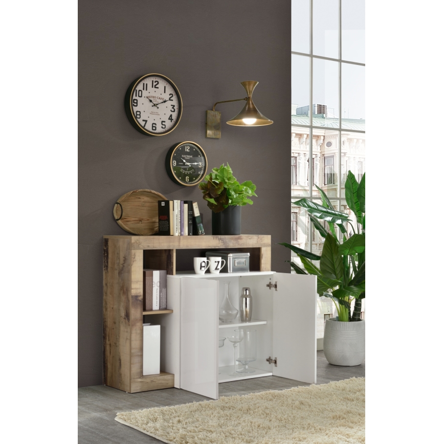 Cassettiera LENOR bianco/marrone