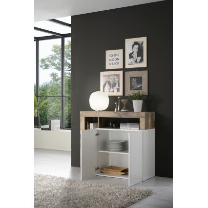 Cassettiera LENOR bianco/marrone