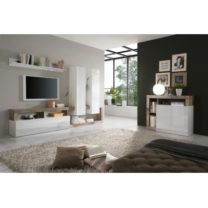 Cassettiera LENOR bianco/marrone