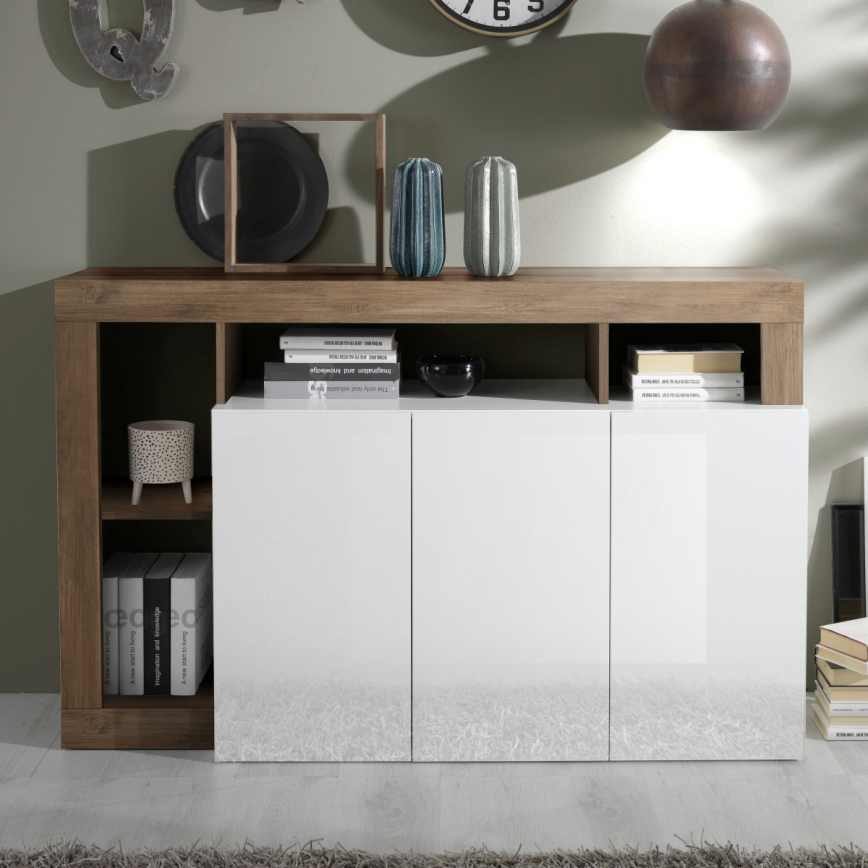 Cassettiera LENOR bianco/rovere