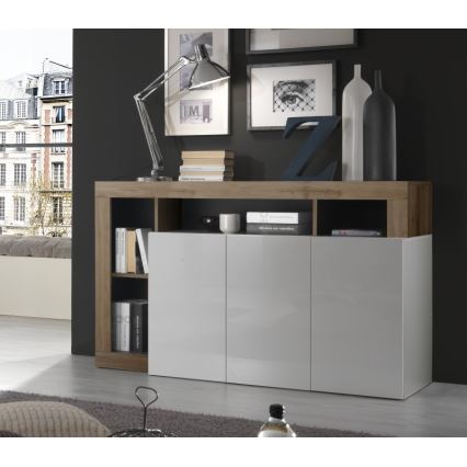 Cassettiera LENOR bianco/rovere