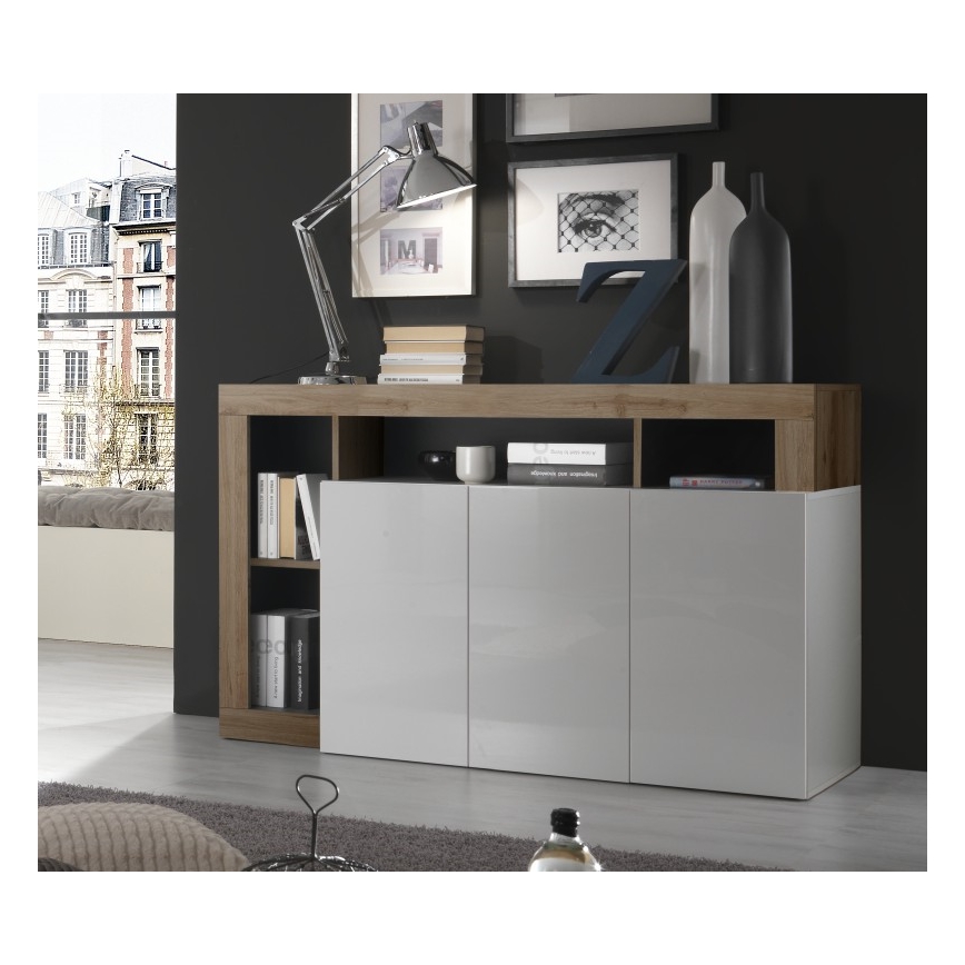 Cassettiera LENOR bianco/rovere