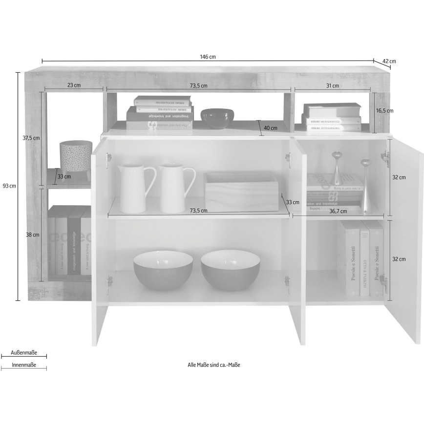 Cassettiera LENOR bianco/rovere