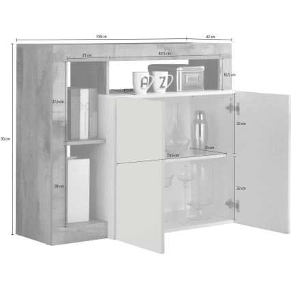 Cassettiera LENOR cachemire/rovere chiaro