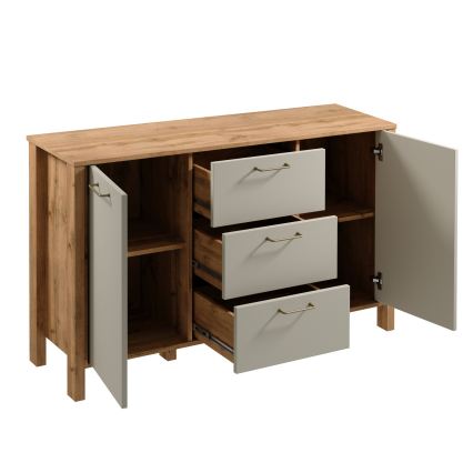 Cassettiera MENTA 138x81x40 cm rovere wotan/grigio