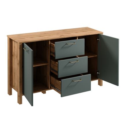 Cassettiera MENTA 138x81x40 cm rovere Wotan/verde